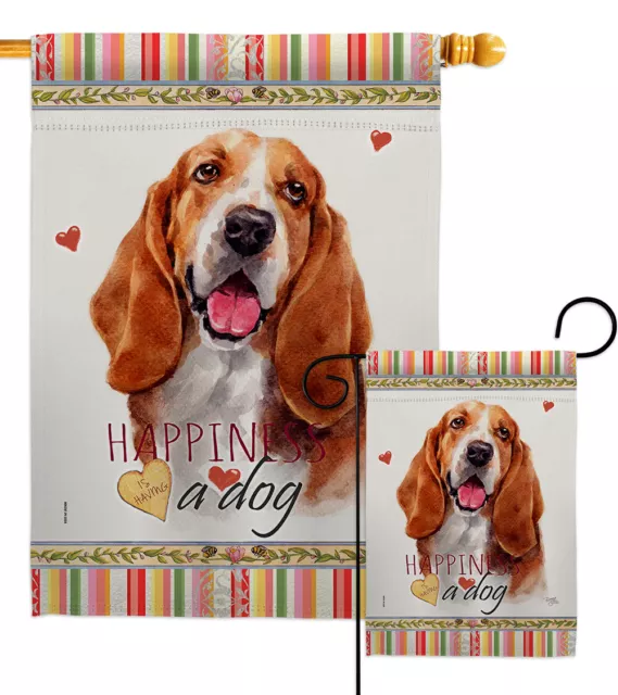 Basset Hound Happiness Garden Flag Animals Dog Decorative Gift Yard House Banner