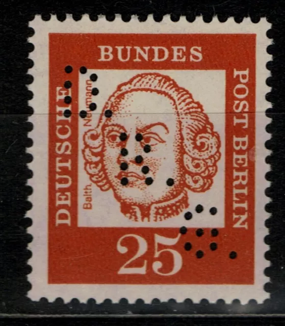 Berlin Bedeutende Deutsche Mi. - Nr. 205 postfrisch mit Firmenlochung - Perfin