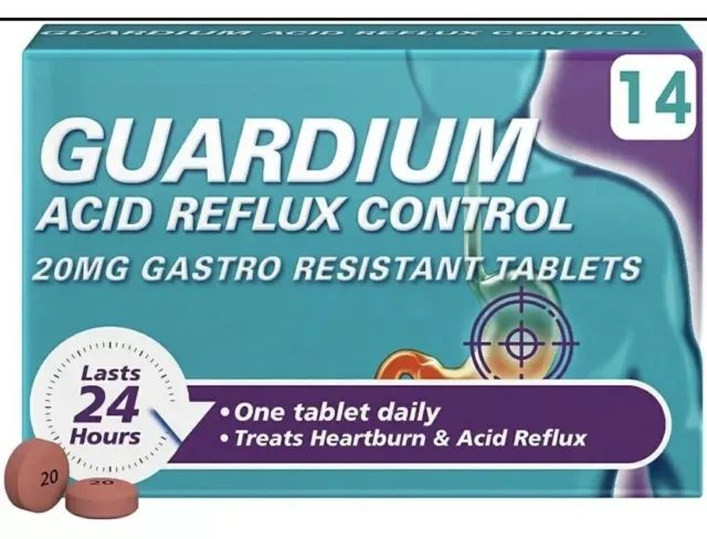 GUARDIUM Tablets Heartburn and Acid Reflux Control by Gaviscon, Pack of 14