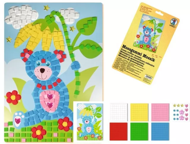 Bär  Mosaikbild für Kinder Mosaik Set Kleben nach Zahlen Moosgummi Lernset