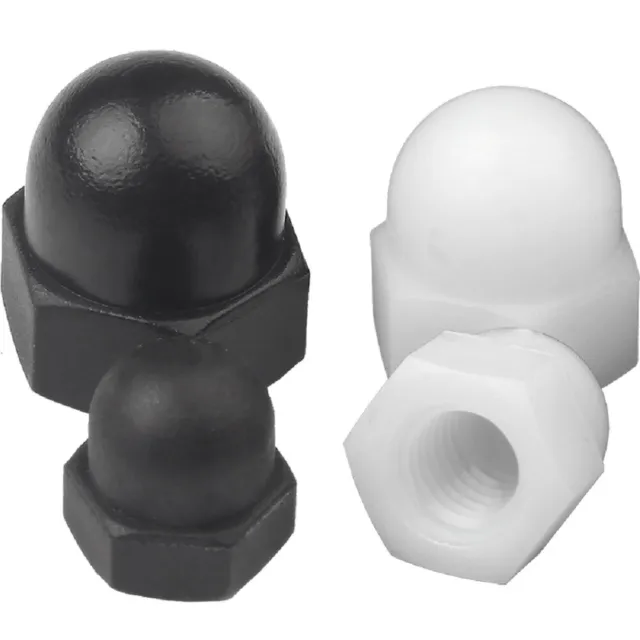 White/Black Plastic Nylon Dome Acorn Cap Nuts - M3 M4 M5 M6 M8 M10 M12