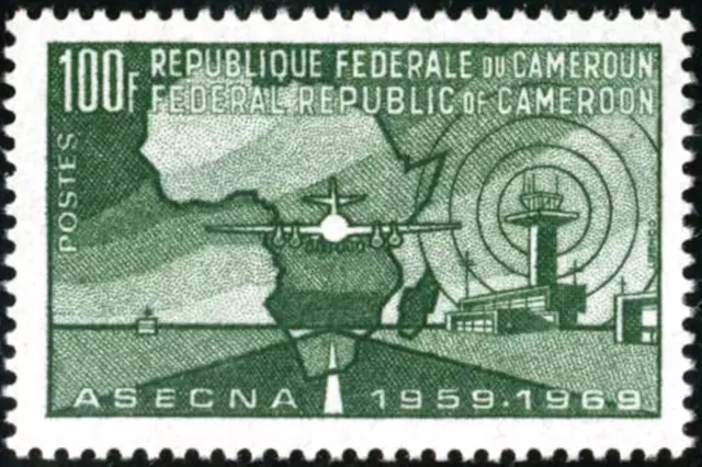 TRA1/S Kamerun Cameroon nº 480 1970 10º Gedenktag Von Asecna Karte Von Afrika, A