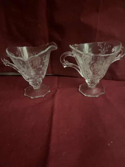 Vintage Heisey Orchid Creamer and Sugar Bowl