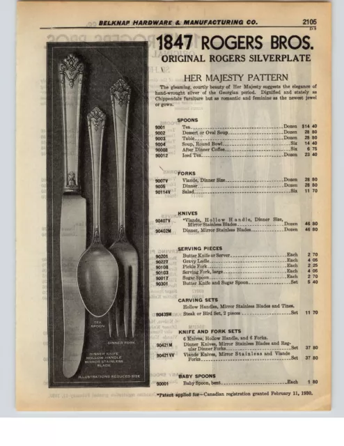 1937 PAPER AD 1847 Rogers Bros Silverware Flatwar Her Majesty Silhouette Pattern