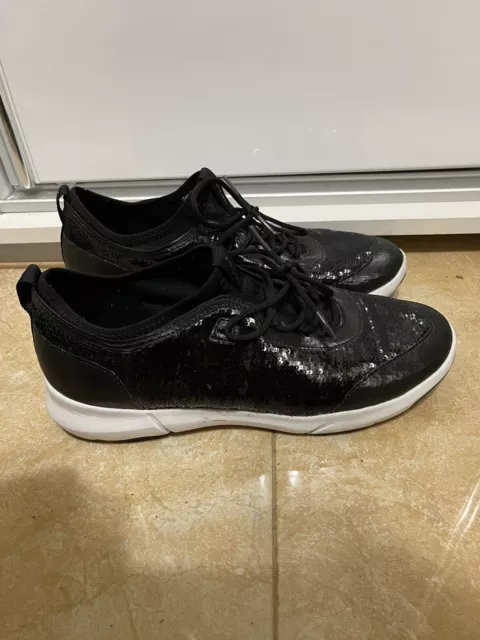Geox Respira Women’s Trainers Casual Sequins Shoes Sneakers Black Sz 10.5