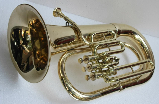 Euphonium NEW BRASS FINISH Bb FLAT 3 VALVE EUPHONIUM FREE HARD CASE+MOUTHPIECE