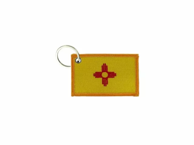 Keychain keyring embroidered embroidery patch double sided flag new mexico usa