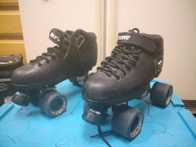 RIEDELL CARRERA SPEED Skates Size 8 Model 105B Black Hyper Sure Grip Wheels  $ - PicClick