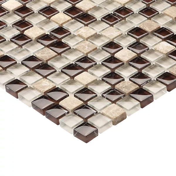 Braun Beige Weiß Naturstein Glasmosaik Mosaik fliesen bordüre mosaic 8mm HC312