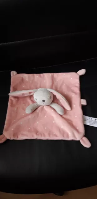 Doudou plat lapin gris rose étoiles SIMBA TOYS  TBE