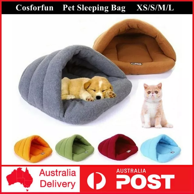 Pet Dog Cat Cave Pad Sleeping Bag Bed Mat Pat Warm Soft Puppy Fleece Nest House