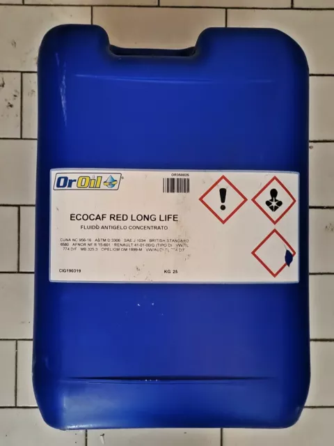 Liquido radiatore Antigelo Rosso Puro Oroil Ecocaf  25 litri