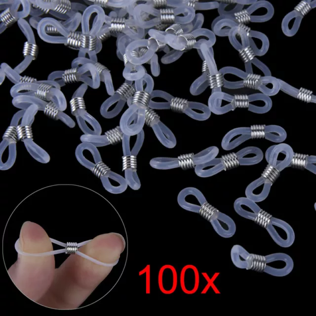 100Pcs Eye Glasses Spectacle Chain Strap Holder Rubber Loop Ends DIY FasATP2