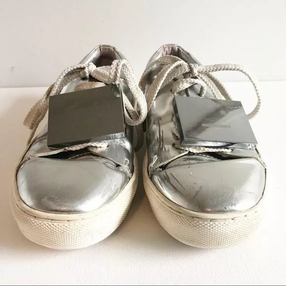 Acne Studios Adriana Silver Metallic Face Sneaker Lace Up Shoes Size 3