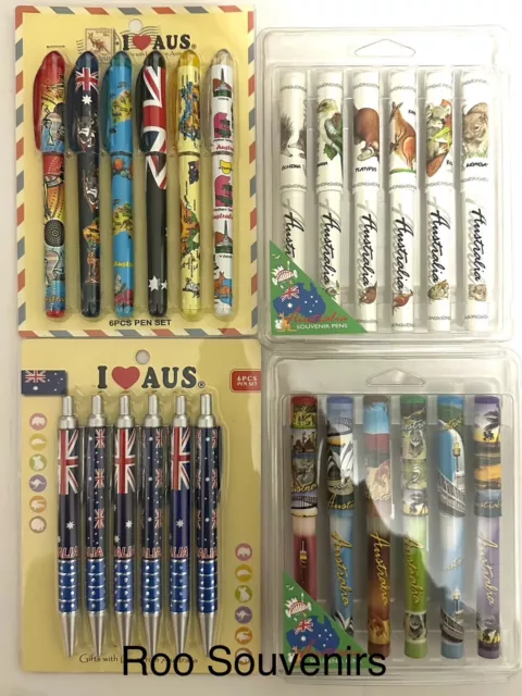 24x Australian Souvenir Pens - Bulk Savings! Kangaroo Koala Aboriginal