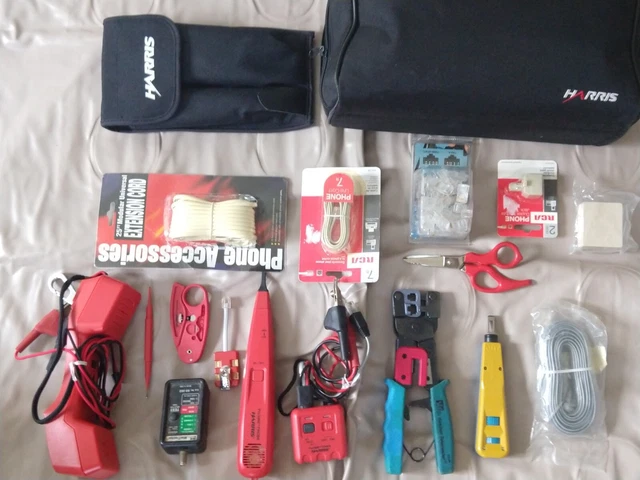 Harris Lineman Phone Line Test Set Handset Toner Probe Impact Tool Cable Ratchet