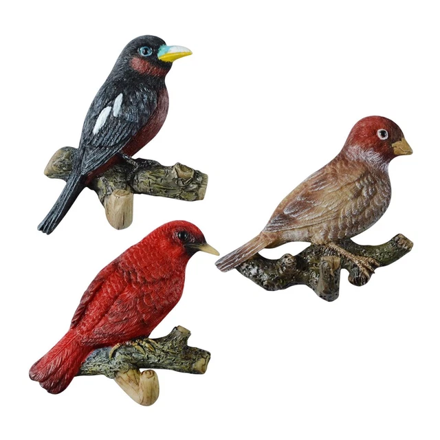 Dekorative rustikale Wandgarderobenhaken aus Kunstharz, Vögel auf einem Ast,