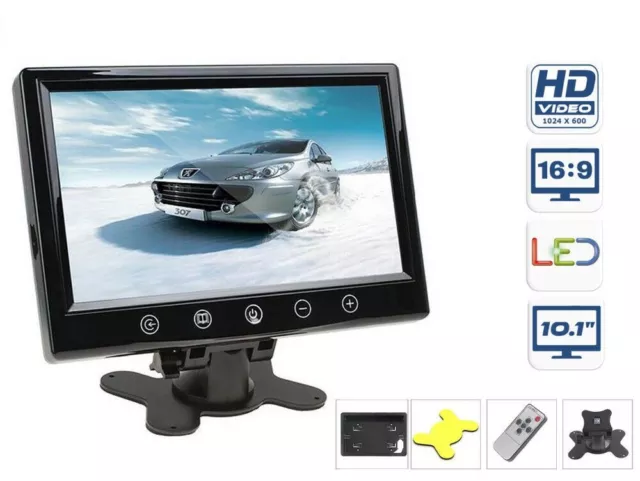 Monitor Tft Led 10.1" Pollici Con Telecomando 2 Ingresso Video Videosorveglianza