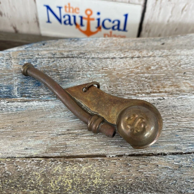 Antique Finish Brass Boatswain Whistle, Bosun Call Pipe, Necklace Pendant