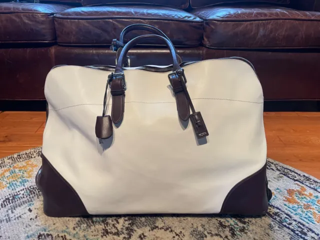 Tumi 2 wheeled luggage duffle bag- White leather