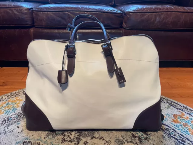 Tumi 2 wheeled luggage duffle bag- White leather