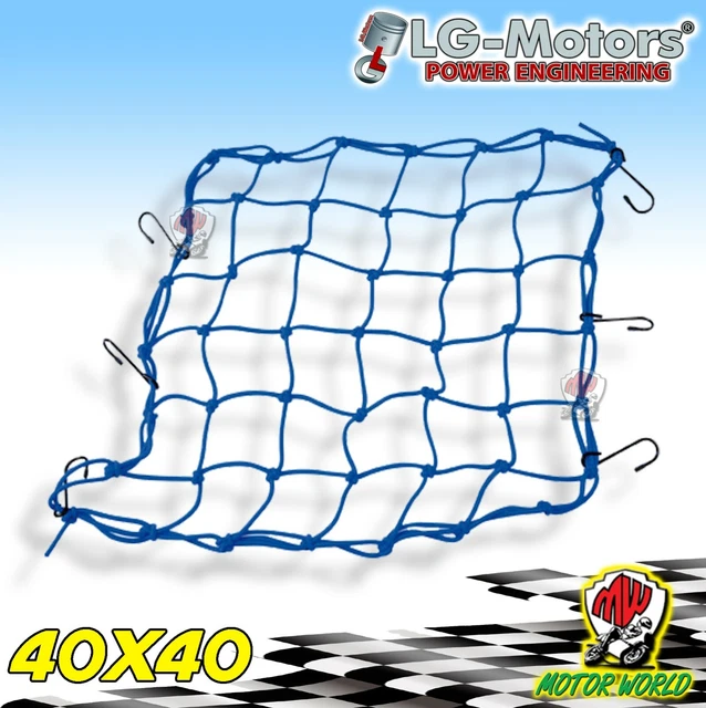 2 Pièces Filet Moto Bagage 40 X 40cm 1 Pièce Sangle Bagage Elastique 60cm Avec Crochet Pour Fixer Casque Bagage Sac - Noir - 8