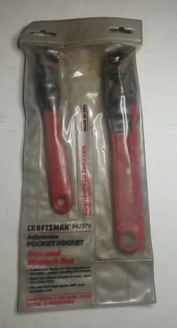 Craftsman 43379, 2pc Adjustable Pocket Socket Box End Wrench, 8in., 10in., USA