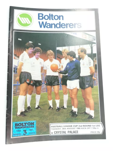 Bolton Wanderers V Crystal Palace 2nd August 1980 Football League Cup 2nd Round