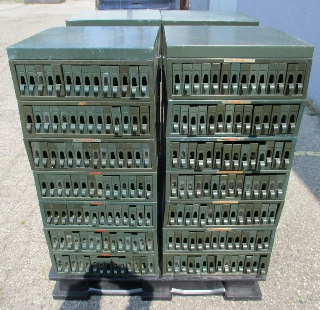 LOT OF 28 USED Tek Lab Aid 4014, Slide Filing System 14 X 1" Drawers - Green