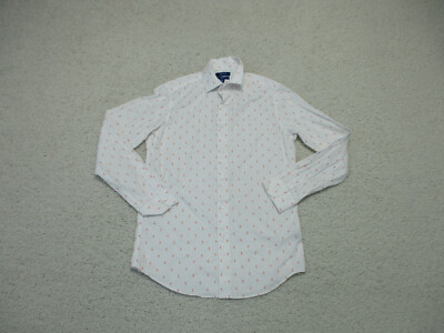 Apt 9 Button Up Shirt Small Adult 14 Dress White Flamingo Casual Slim Fit Mens S