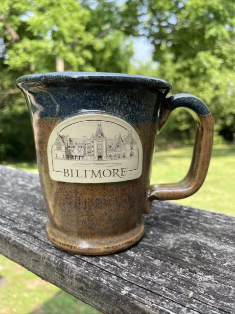 Sunset Hill Stoneware BILTMORE Coffee Mug Cup Pottery Marked Drip Glaze 4.25”T