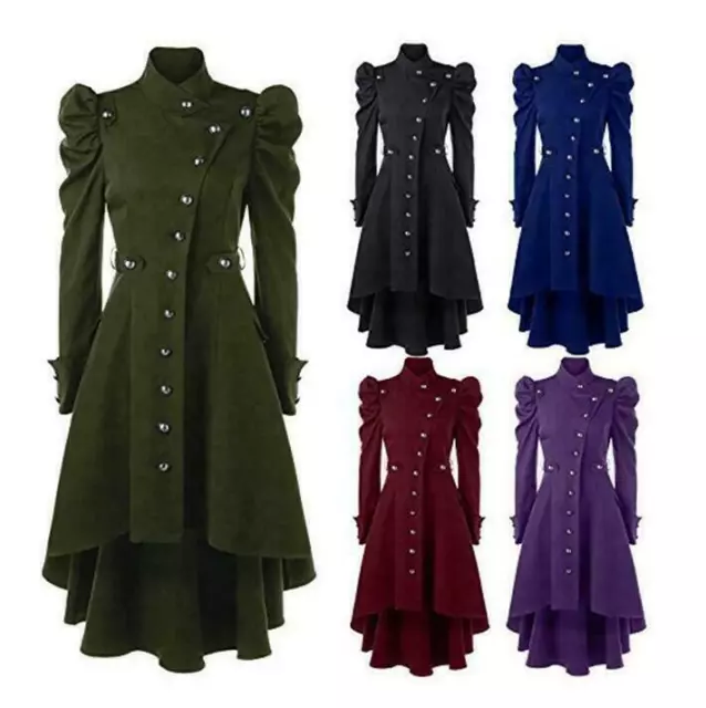 Swallow Tail Women's Wool Trench Coat Long Jacket Punk Victorian Gothic Britain 3