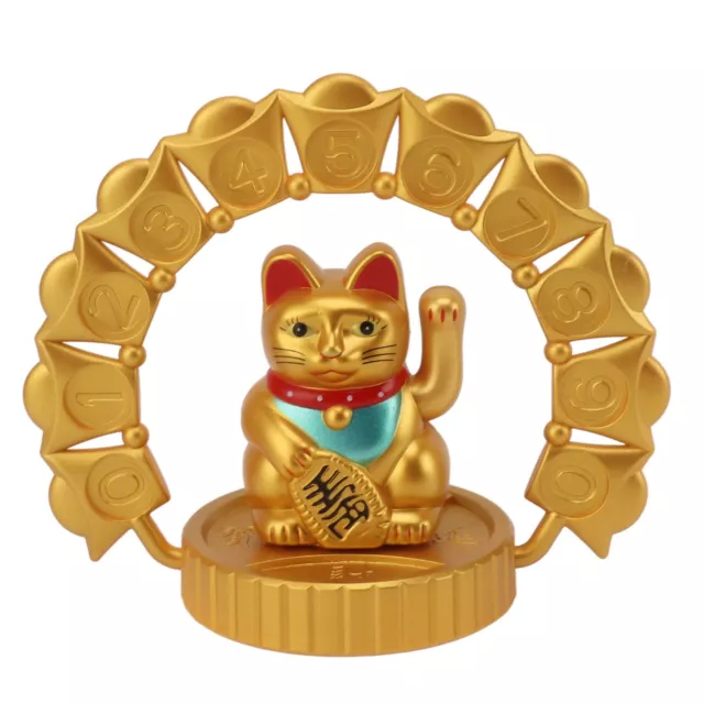 Champagne Cat Car Temporary Parking Card Plate Waving Arm Fortune Cat Solar