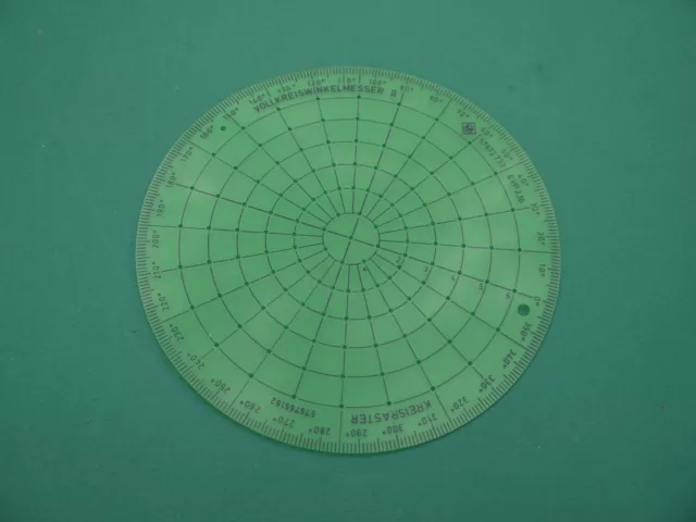 Winkelmesser DDR Vollkreis 360° Kreisraster grün rund Kreis Kreiswinkelmesser