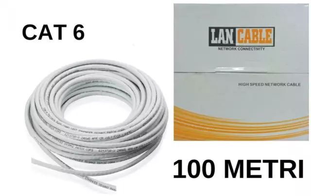 Matassa Cavo Di Rete Lan Utp Cat 6 100 Mt Ethernet Bobina Internet Telecamere