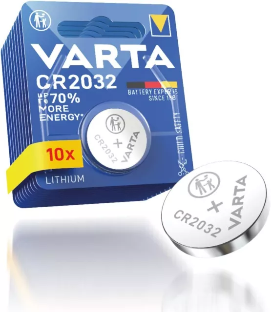 10x Varta Knopfzelle CR2032 Batterie 3V Lithium Coin Neu Verpackt A Knopfzellen