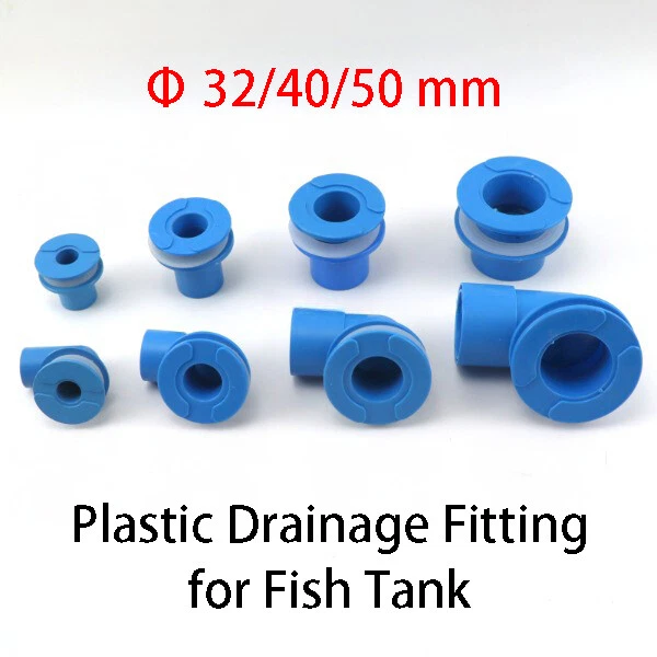 PLASTIC ELBOW PIPE Drainage Connector 32/40/50mm Fish Tank Pond Fitting
