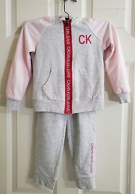 Calvin Klein Jeans Girl's Zip Front Hoodie And Jogger Pants Set Size 5