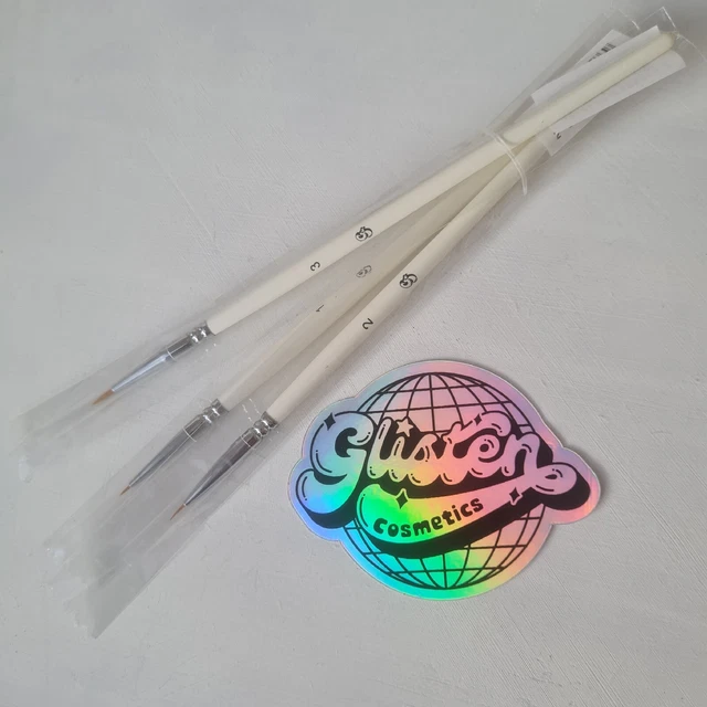 Juego de cepillos de maquillaje Glisten Cosmetics detalle de ojos 1 2 3 delineador de ojos cepillo de gel