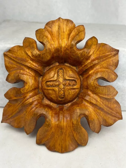 Vintage Medallion Wood Carved Panel Architectural #9 Gustav Wiesner (1902-1978)