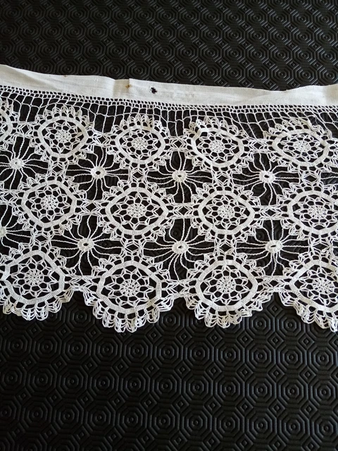 Dentelle Au Crochet Irlandais Vintage Faite Main - 66 Cm X 7 Cm - Coton Blanc