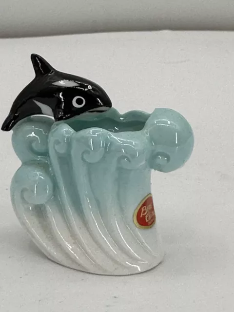 Vintage Toothpick Holder Bone China Whale/Dolphin Cute Kitsch Japan