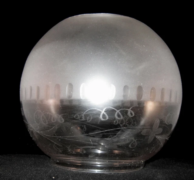 1800'S Victorian Wheel Cut Ball Shade For Oil Lamp 4" Fitter #2 2