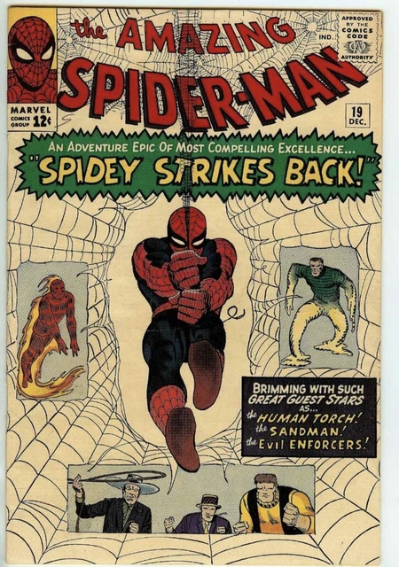 THE AMAZING SPIDER-MAN #19 (1964) Comic Sandman & Human Torch Appearance! - F/F+