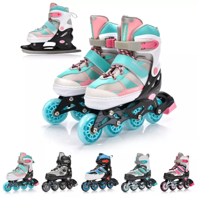 Inline Skates 2in1 Roller Blades Size 9-1 Children Kids Men Women Adjustable met