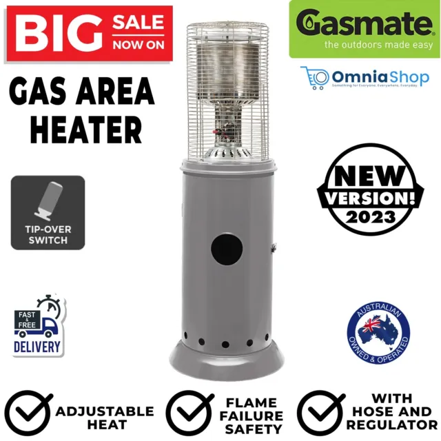 Gasmate Portable Patio Outdoor Gas Area Heater Direct Ignition Adjustable Heat