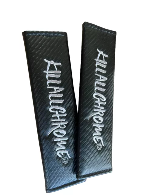 KillAllChrome Seat Belt Cover Safety Shoulder Strap Cushion Pad Carbon Fibre UK