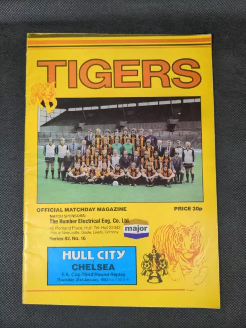 Hull City v Chelsea Vintage Football Match Program 21/01/1982