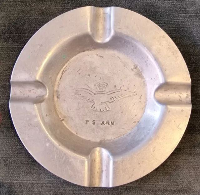 Original WW2 Era RAF Aluminium Dispersal Hut / NAAFI Ashtray. T S ARM.