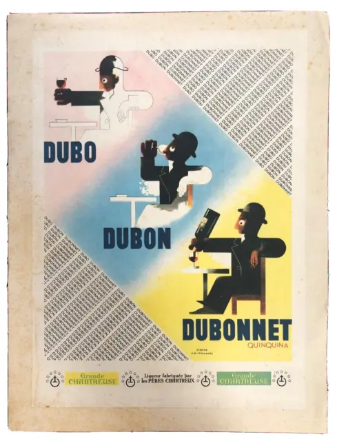 Affiche Originale Dubonnet d'après Cassandre - 1932 - Grande Chartreuse